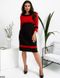 Комбинированное трикотажное платье средней длины с рукавами 3/4 цвет черный с красным в размере 50, 52, 54, 56-58