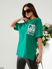 Вільна футболка зеленого кольору, в розмірі 42, 44, 46.