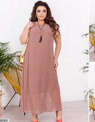 Летнее шифоновое платье свободного кроя цвета капучино в размере 48-50, 52-54, 56-58