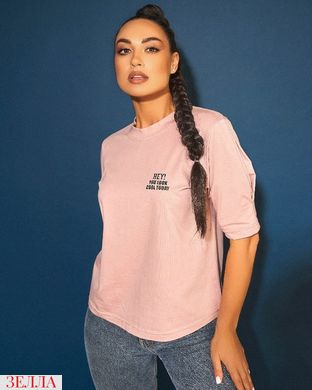 Стильна жіноча футболка у пастельних відтінках, розміри 48-52, 54-56, колір фрез