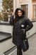 Стёганая удлиненная женская куртка с капюшоном + сумка в размерах 50-52, 54-56, цвет черный
