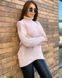 Подовжений однотонний жіночий светр в універсальному розмірі 48-54 колір пудра