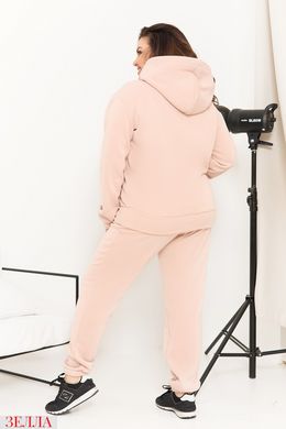 Комфортный женский спортивный костюм трехнитка в больших размерах, цвет персиковый