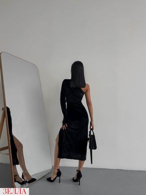Сукня на одне плече з глибоким розрізом по нозі в розмірі 42-44, 44-46, колір чорний.