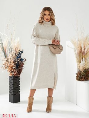 Подовжена сукня-светр в універсальному розмірі 42-46, колір світло-бежевий.
