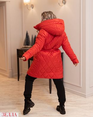 Зимняя женская куртка на силиконовом утеплителе средней длины цвет красный в размере 42-46, 48-50, 52-54, 56-58