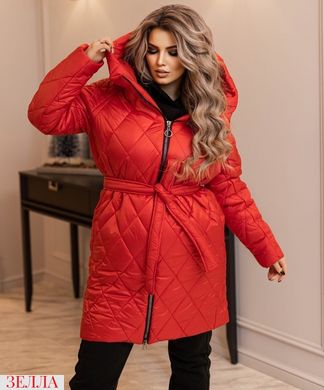 Зимова жіноча куртка на силіконовому утеплювачі середньої довжини колір червоний у розмірі 42-46, 48-50, 52-54, 56-58