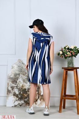 Сукня з капюшоном в розмірі 48-50, 52-54, 56-58, колір абстракція джинс.
