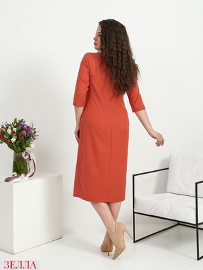 Сукня з надписами, довжиною міді, стильного крою, у розмірах 48-50, 52-54, 56-58, колір цегла