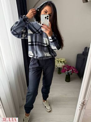 Утеплений спортивний костюм: Кофта в клітинку+Штани в розмірі 42-44, 46-48, 50-52, колір графіт.