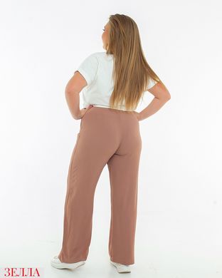 Яскраві жіночі широкі штани, великого розміру 50-52, 54-56, із високою посадкою, колір мокко
