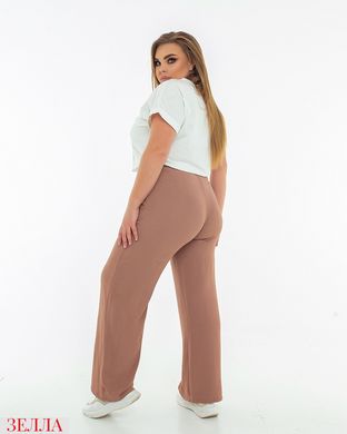Яскраві жіночі широкі штани, великого розміру 50-52, 54-56, із високою посадкою, колір мокко