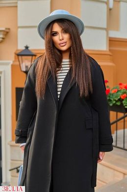 Утеплене пальто без застібок в розмірі 42-48, 50-54, колір чорний.