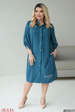 Сукня-сорочка на кнопках в розмірі 50-52, 54-56, 58-60, 62-64, колір морська хвиля.