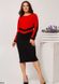 Комбінована жіноча сукня середньої довжини-міді, колір червоний/чорний, у розмірі 48-50, 52-54, 56-58