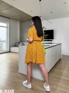 Коротка сукня із софту в розмірі 48-50, 52-54, 56-58, 60-62, колір жовтий.