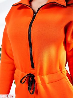 Теплий жіночий комбінезон, тринитка з начосом у розмірах 42-44, 46-48, колір помаранчевий