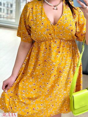 Коротка сукня із софту в розмірі 48-50, 52-54, 56-58, 60-62, колір жовтий.