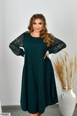 Сукня-трапеція в розмірі 52-54, 56-58, 60-62, 64-66, колір зелений.