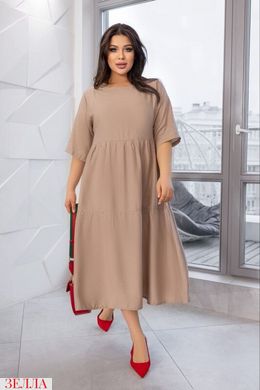 Подовжена сукня з воланами в розмірі L(50-52), XL(54-56), колір бежевий.