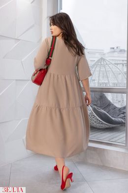 Подовжена сукня з воланами в розмірі L(50-52), XL(54-56), колір бежевий.
