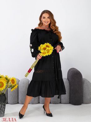 Нарядне плаття з вишивкою у розмірі 48-50, 52-54, 56-58, колір чорний