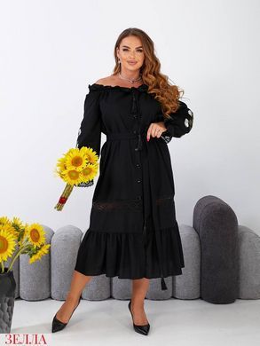 Нарядне плаття з вишивкою у розмірі 48-50, 52-54, 56-58, колір чорний