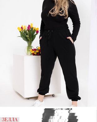 Сучасні штани-джогери із якісної тканини у чорному кольорі та розмірі 42-44, 46-48, 50-52, 54-56
