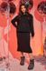 Теплий трикотажний костюм Худі+Спідниця в розмірі 48-50, 52-54, 56-60, колір чорний.