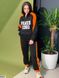 Жіночий двоколірний спортивний костюм, тринитка, розміри 42-44, 46-48, 50-52, 54-54, 58-60 колір чорний з помаранчевим