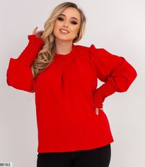 Жіноча блузка на довгий рукав, великого розміру, у червоному кольорі, розмір: 50-52, 54-56