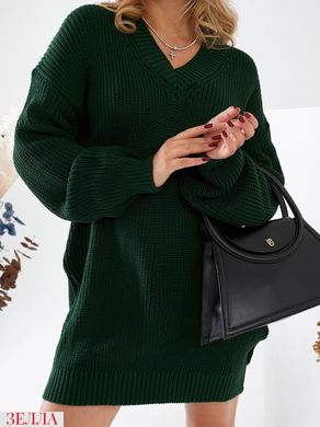 Теплий светр-туніка в універсальному розмірі 42-46, колір смарагдовий.