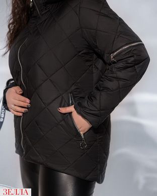 Демісезонна куртка зі знімним капюшоном в розмірі 54-56, 58-60, 62-64, 66-68, 70-72, колір чорний.