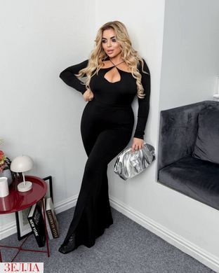 Штани-кльош з розрізами в розмірі 50-52, 54-56, 58-60, колір чорний.