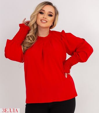 Женская блузка на длинный рукав, большого размера, в красном цвете, размер: 50-52, 54-56