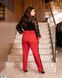 Жіночий костюм трійка (шовковий топ+блейзер+штани) колір червоний/чорний розміри 48-50, 52-54, 56-58, 60-62