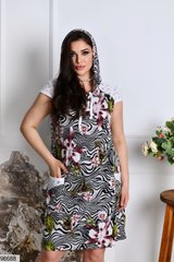 Сукня з капюшоном в розмірі 48-50, 52-54, 56-58, принт зебра з квіткою.