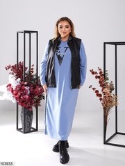 Сукня двійка, сукня+жилетка, розмір 48-50, 52-54, 56-58, 60-62, колір блакитний