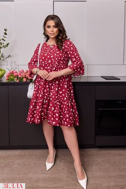 Сукня вільного крою з якісного принтованого софту в розмірі 48-50, 52-54, 56-58, 60-62, колір бордовий.