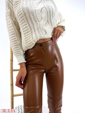 Штани з екошкіри в розмірі 42-44, 44-46, колір шоколадний.