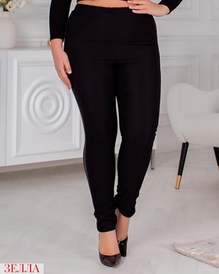 Стрейчеві жіночі джинси джегінси на флісі з лампасами чорного кольору у розмірах 48-50, 52-54, 56-58, 60-62