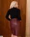 Женская юбка карандаш до колен с кармнами из плотной турецькой эко-кожы цвет бордовый размеры 42-44, 44-46, 48-50, 52-54