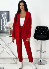 Жіночий костюм трійка (піджак + штани + майка) колір червоний в розмірі 42-44, 46-48