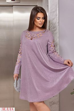Сукня-трапеція з лазерною різкою по тканині в розмірі 48-50, 52-54, 56-58, колір пудра-рожевий.