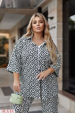 Костюм з принтом "Абстракція" в розмірі 50-52, 54-56, 58-60, 62-64, колір білий лабіринт.
