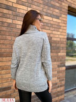 Подовжений однотонний жіночий светр в універсальному розмірі 48-54 колір сірий