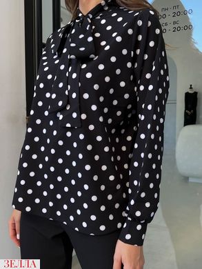 Жіноча сорочка чорного кольору в горошок, в розмірі 42-44, 46-48.