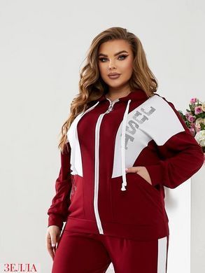 Спортивний костюм декорований камінням в розмірі 48-50, 52-54, 56-58, колір бордовий.
