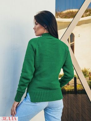 Жіночий однотонний в'язаний (50% акрил, 50% вовна) светр oversize колір зелений в універсальному розмірі 42-46