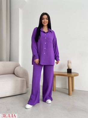 Костюм двійка Сорочка+Штани із креп-жатки в розмірі 42-44, 46-48, 50-52, 54-56, колір фіолетовий.